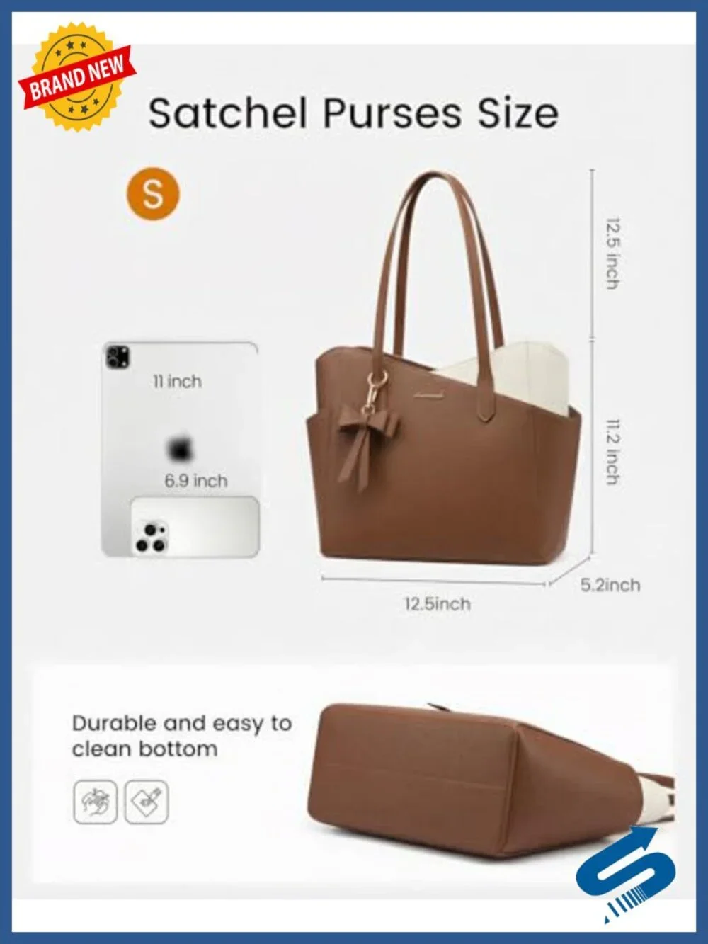 Structured PU Leather Tote Purse with Top Handle, Fits 11